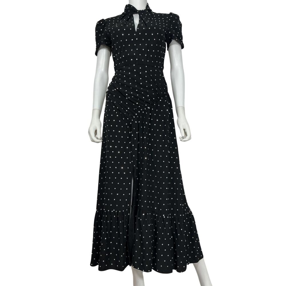 Self-Portrait Black Polka Dot Midi Dress